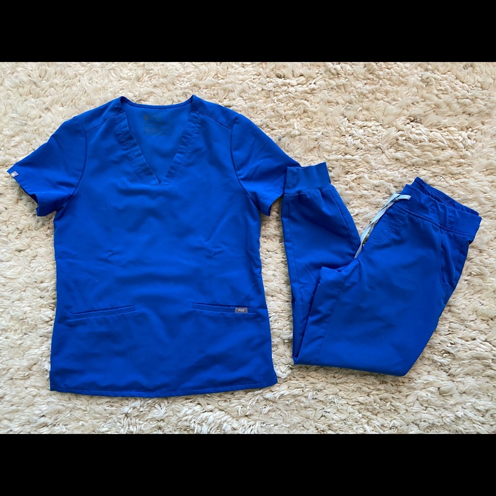 Figs Royal Blue Scrub Set